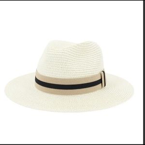 Beige Straw Fedora Hat